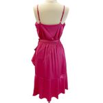 Tahari A.S.L. Womens S Dress Ruffle Bright Pink Satin Summer Flirty Barbiecore Photo 1