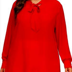 Hanna Nikole Elegant Red Mock neck bow tie Women's Blouse Size 18W Photo 0
