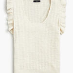 J. Crew Cream Ruffled Linen Blend Short Flutter Sleeve Sweater Tank Size Medium Photo 0