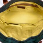 Ralph Lauren Black Watch Plaid Coated Canvas Brown Leather Top Zip Shoulder Bag Photo 5