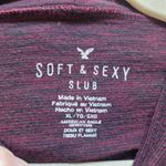 American Eagle  Red And Black Striped Soft And Sexy Slub Long Sleeve Top Photo 5