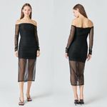 Endless Rose NWT Mesh Off the Shoulder Dress in Black Photo 1