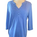 Karen Scott Petites blouse 3/4 sleeves deep V-neckline button decoration Sz XLP Photo 0