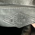 Fossil  Emma Satchel Crossbody Leather Purse Handbag Two Tone Black Charcoal Gray Photo 9