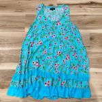 Papillon  Blue Ruffle Floral Mini Dress Women’s Large Photo 0