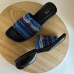 Art Effects Blue Embroidered Square Toe Chunky Slide Sandals Brazil Size 8 Photo 10