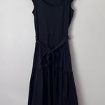 Nation Ltd Everleigh Frilly Ruffle Scoop Neck Tiered Belted Midi Dress Jet Black Photo 1