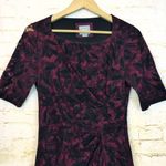 Anthropologie  Maeve Elorn Sheath Dress Women 6 US Red Black Lace Ruched Romantic Photo 4