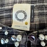 Anthropologie Akemi + Kin Beaded Pearl Button Long Sleeve Top Grey Plaid Size S Photo 7
