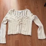 Pink Rose  Cream Knit Cardigan Photo 2