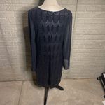 Connected Apparel Evening Dark Blue Long Sleeve Sequin Dress Size 16 Photo 2