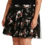 Torrid Women's Skirt Black Red Floral Tulle Mesh Overlay Skater Full Size 1X Photo 1