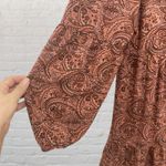 Lucky Brand  Rust Orange Paisley Babydoll Dress M Boho Flowy Tiered Photo 7