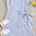 SheIn Wrap tie side striped cami dress Photo 0