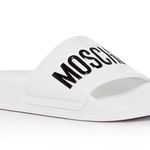 Moschino  Logo Slide Sandals in White, Size 38 New in Box Photo 1