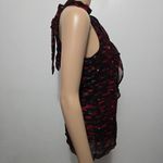 Bwear Red & Black Animal Print Ruffled Halter Top – Size Medium Photo 3