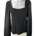 Anthropologie  Women's Black Square Neck Long Puff Sleeve Shirt Blouse Top Size S Photo 0