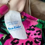 Vintage Sea Fair bright pink & black floral flower one piece bathing suit sz 14 Photo 7
