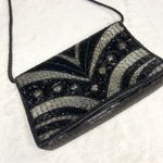 Vintage Art Deco Black & Gold Beaded Evening Bag Purse Crossbody or Clutch Photo 6