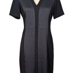 Tahari V-neck Short Sleeve Sheath Dress Black and Gray Size 8 Photo 15