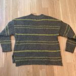 Aerie Crewneck Sweater Green Stripe Mohair Blend Chunky Small Photo 2