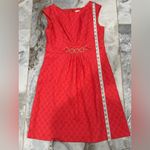 Sandra Darren  Vibrant Red Patterned Dress Photo 8