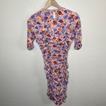 ZARA  Floral Ruched Bodycon Spring Cocktail Mid Sleeve Midi Dress Medium Photo 6