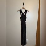 Ramy Brook  Remington Glitter Metallic Wide Leg Halter‎ Neck Jumpsuit Photo 3