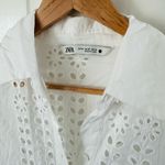 ZARA  Openwork Eyelet White Maxi Shirt Dress Long Sleeve Coverup Size XS Photo 5