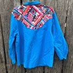 Vintage 90s Ozark Mountain Cowgirl Western Neon Southwestern Big Yoke Shirt 26W Blue Photo 2