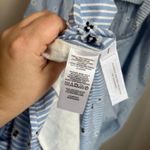 Loft  Wrap Midi Dress L Blue Eyelet 100% Cotton Ruffle Sleeves Summer Sundress Photo 4