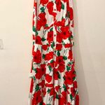 Cara Cara Adriana Floral Button Front Tie Waist Maxi Dress Pop/Tom Womens Size 2 Red Photo 1