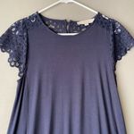 Loft sz M lace sleeve shift navy mini dress Photo 1