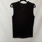 Josephine Chaus  Black Gauze Ruffled Edge Sleeveless V Neck Stretch Blouse M Photo 3