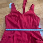 Mango MNG Linen Wrap Jumpsuit Red Wide Leg Sleeveless Has Belt V Neck Sz XL Photo 8