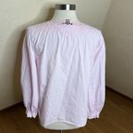 J.Crew Top Womens Small Pink V Neck Eyelet Trim Cotton Long Sleeve Preppy Photo 6