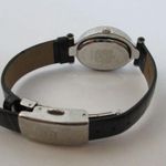 Gucci Paolo  Women's Rhinestone Accented Silvertone Black Leather Band Watch Photo 1