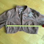 Forever 21 twenty one Velvet Cropped Jacket, Embroidered, Beaded, Tan, Cream, Green, Size S Photo 9