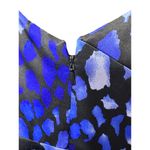 Kay Unger Blue Animal Print Cap Sleeve Cross Bodice Satin Dress Women's Size 2 Photo 6