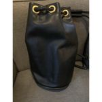 Anne Klein Leather  II Vintage Bucket Bag Purse Handbag Matte Gold Accents EUC Photo 2