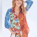 Soft Surroundings  NWT Colorful Floral Hermosa Button Down Tunic Top Photo 0