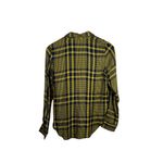 H&M Yellow Navy Plaid Button Down Shirt with Sequin Bird Size 4 100% Viscose Photo 10
