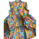 Love The Label Elana Poplin Dress Multicolored Iris Print Pockets Size Medium Yellow Photo 10