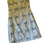 Kaeli Smith NWT Aqua & White Preppy Coastal Strapless Cutout Tie Mini Dress Size 8 Photo 1