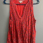 Lucky Brand v neck Red Floral Sleeveless Top XL Photo 0