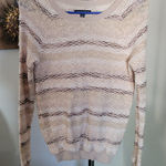 American Eagle Outfitters Cream and Brown Crew Neck Sweater Size S Photo 0