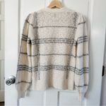 Joie  Plaid Button Up V-Neck Cardigan Sweater Cream Gray Size S Photo 2