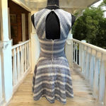Altar'd State ‎ Blue Striped Fit & Flare Dress Small Keyhole Back Photo 4