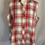 Bit & Bridle Sleeveless Western Tank Button Multicolor Red Plaid Shirt Womens Photo 0