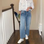 OAT New York Wide Leg Cropped Leg Denim Blue Size 28 Photo 6